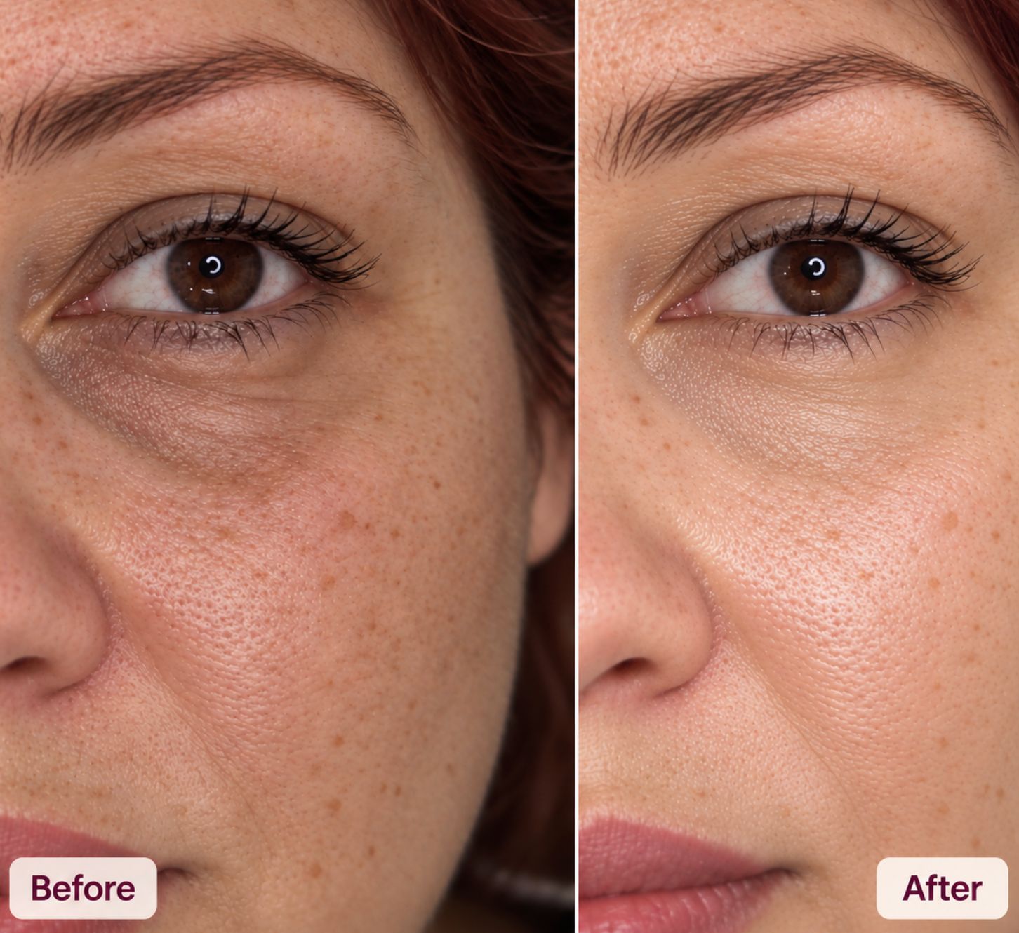 Before and after comparison: eye area
