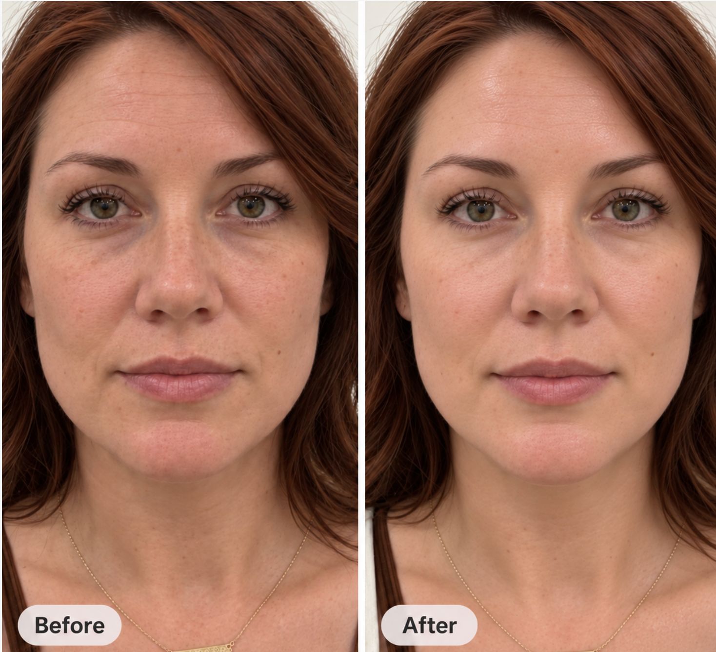Before and after comparison: full face