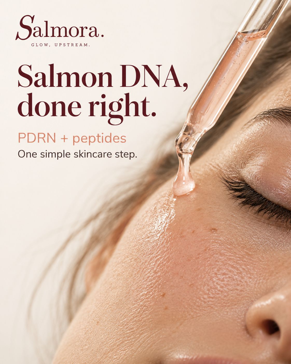 Salmora serum dropper on skin