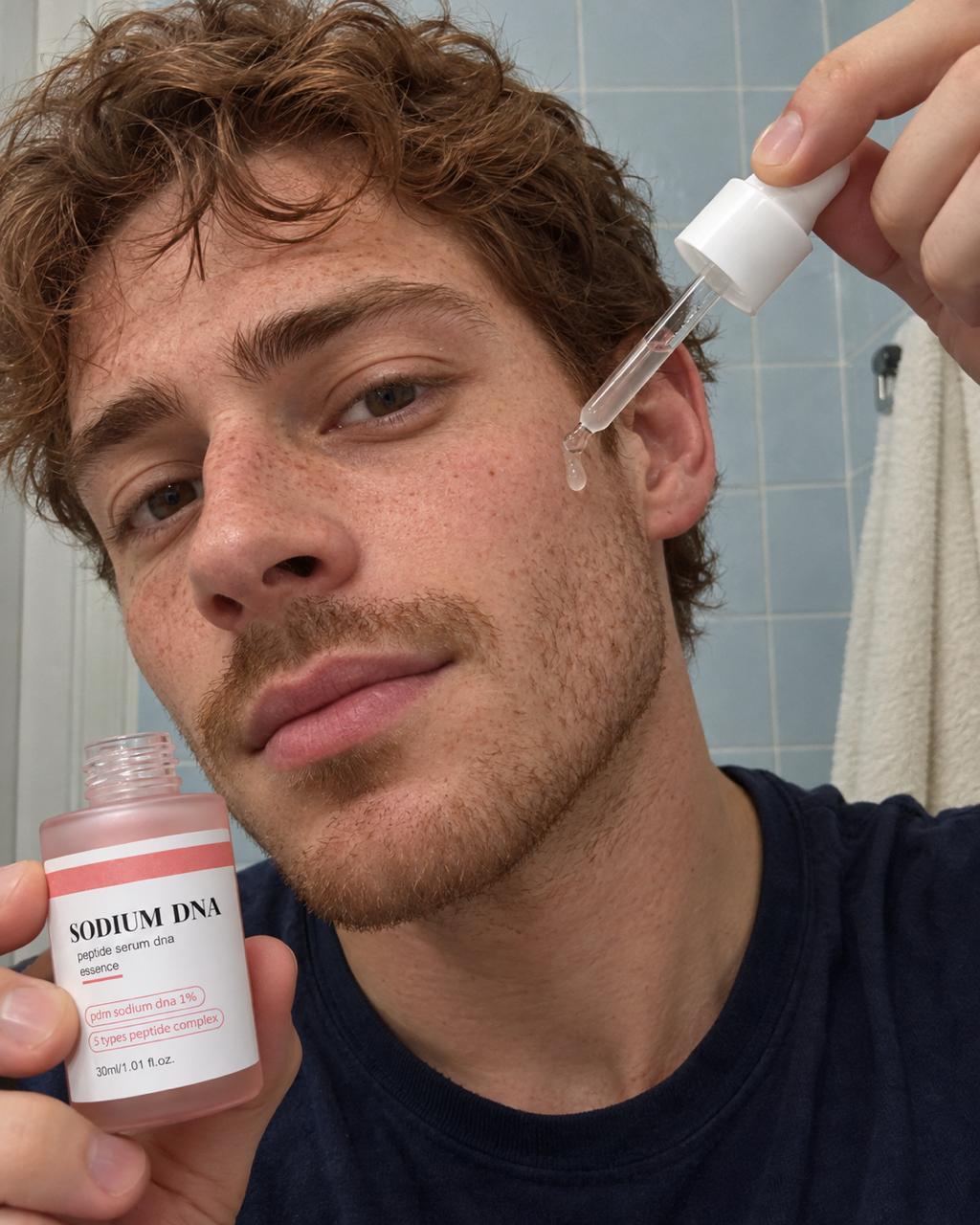 Man using the Salmora serum dropper