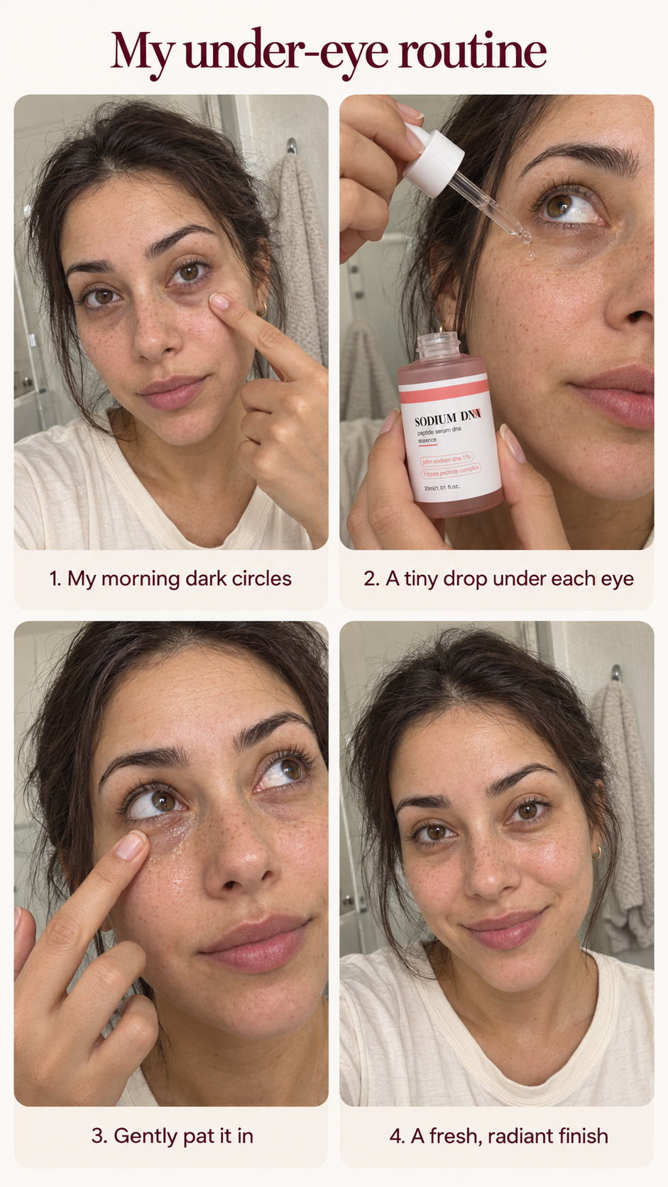 Woman pointing to her under-eye area